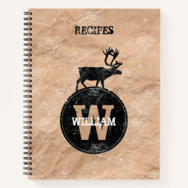 Der Monogram Onderdruk Rustic Brown Kraft Recipe Notitieboek