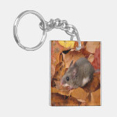 Der Mouse in herfst Leaves Acrylische Sleutelhange Sleutelhanger (Voorkant Links)