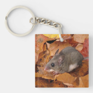 Der Mouse in herfst Leaves Acrylische Sleutelhange Sleutelhanger
