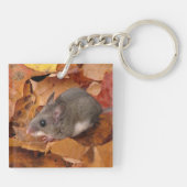 Der Mouse in herfst Leaves Acrylische Sleutelhange Sleutelhanger (Achterkant)