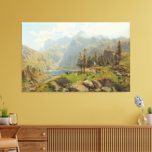 Der Murgsee in der Schweiz, Glaris Canvas Afdruk (Insitu (Woonkamer))