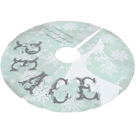 Der Peace and Good Will Holiday Tree Skirt Kerstboom Rok (Gekanteld)