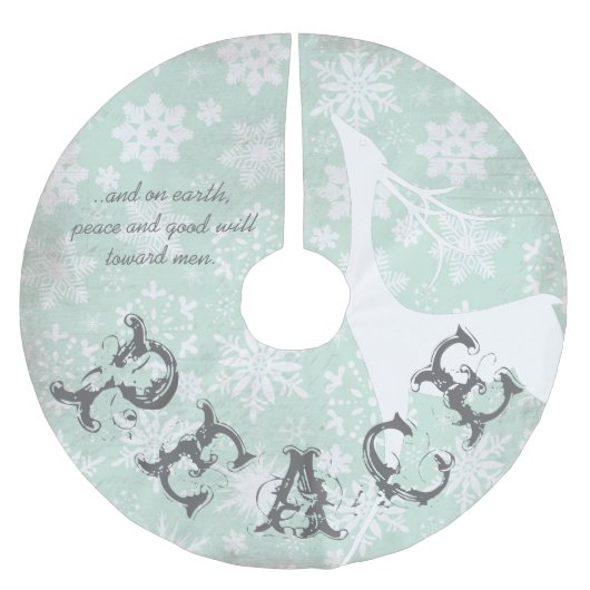 Der Peace and Good Will Holiday Tree Skirt Kerstboom Rok (Voorkant)