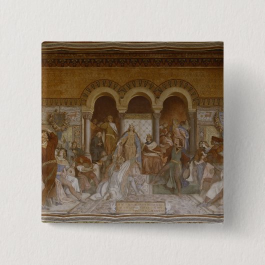 Der Saengerkrieg, c.1854-55 Vierkante Button 5,1 Cm (Voorkant)
