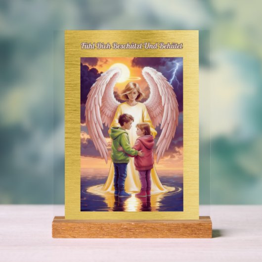 Der Schutzengel begleitet Dich Acryl Bord (Neutraal)