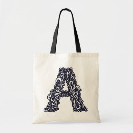Der schwarz-weiße Buchstabe "A" Tote Bag