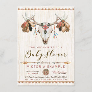 Der Skull Antler Baby Shower Invitaties Kaart
