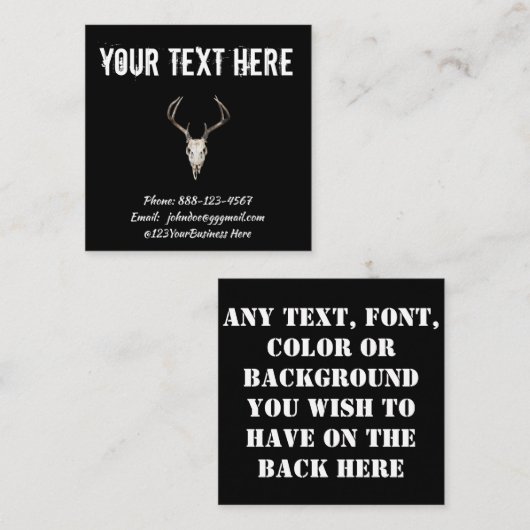 Der Skull Antler Black Square Visitekaartje (Voorkant / Achterkant)