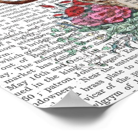 Der Skull met bloemen Poster (Hoek)