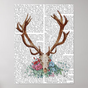 Der Skull met bloemen Poster