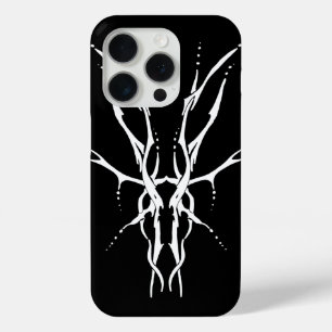 Der Skull Tribal Tattoo Design - wit op zwart iPhone 15 Pro Case