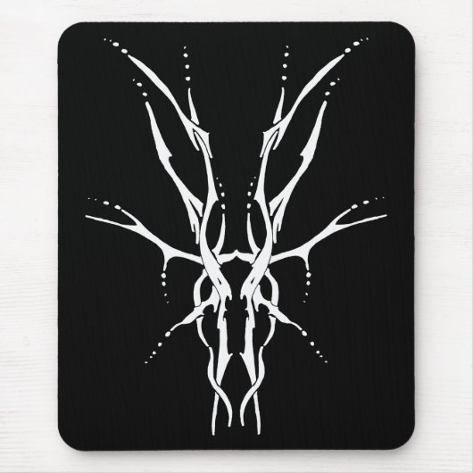 Der Skull Tribal Tattoo Design - wit op zwart Muismat (Voorkant)