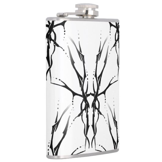 Der Skull Tribal Tattoo Digital Black en White Heupfles (Rechts)