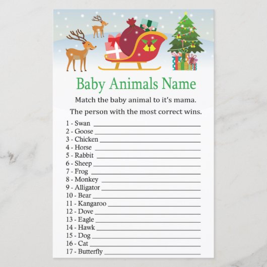 Der slee met cadeaus Baby Animals Name Game (Voorkant)