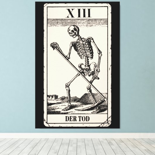 Der Tod / Death Tarot Card Canvas Afdruk (Insitu (Houten vloer))