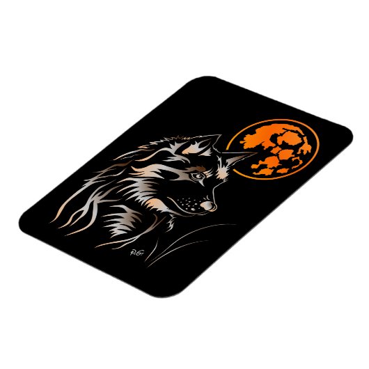 Der träumende junge Wolf Premium Flexi Magnet Magneet (Linkerzijde)