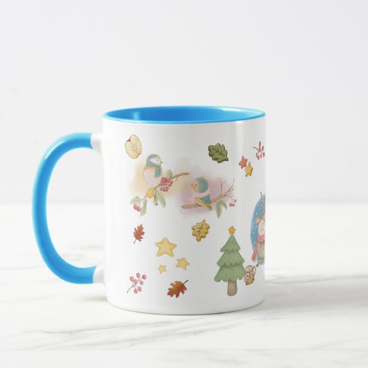 Der, vogel, konijn en Snowman op vakantieverlof Mok (Links)