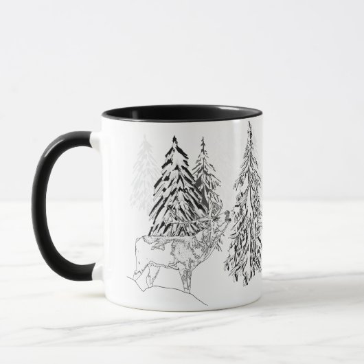 Der, winter, bos, kerstbomen, monochroom mok (Links)