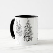 Der, winter, bos, kerstbomen, monochroom mok (Voorkant links)