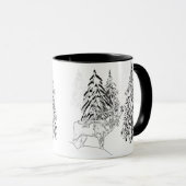 Der, winter, bos, kerstbomen, monochroom mok (Voorkant rechts)