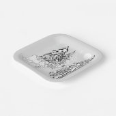 Der, winter, bos, kerstbomen, monochroom papieren bordje (Gebogen)