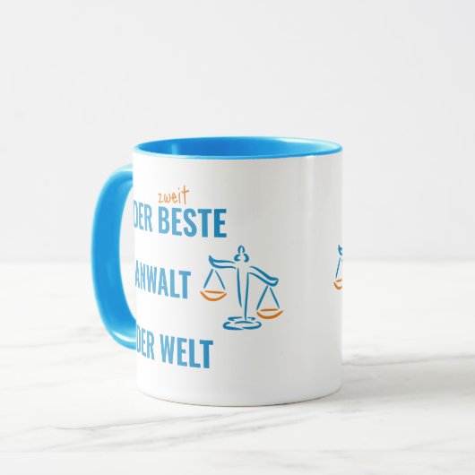 Der zweitbeste Anwalt der Welt. Lustiges Geschenk Mok (Voorkant links)