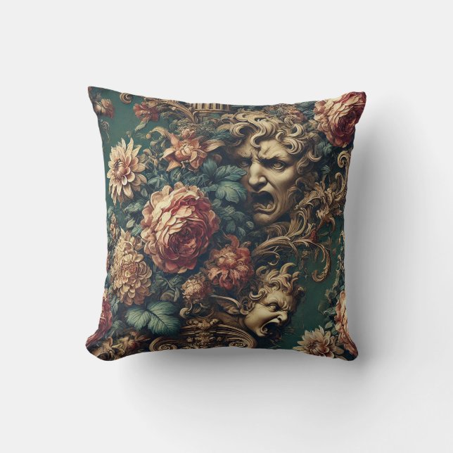 Deranged Decadence – Gothic Victorian Floral  Kussen (Voorkant)