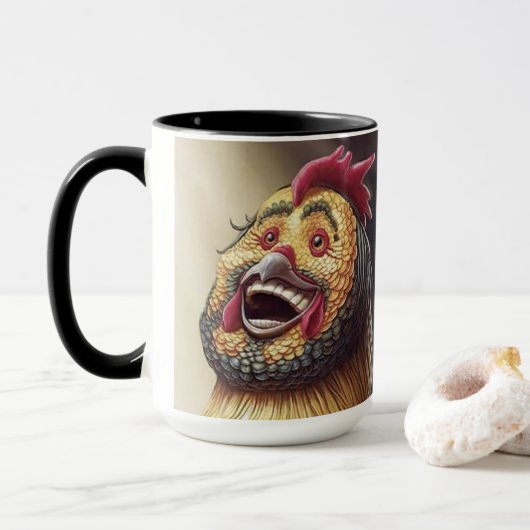 Deranged Rooster Coffee Mok (Met donut)