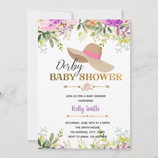 Derby baby shower feestuitnodiging kaart (Voorkant)
