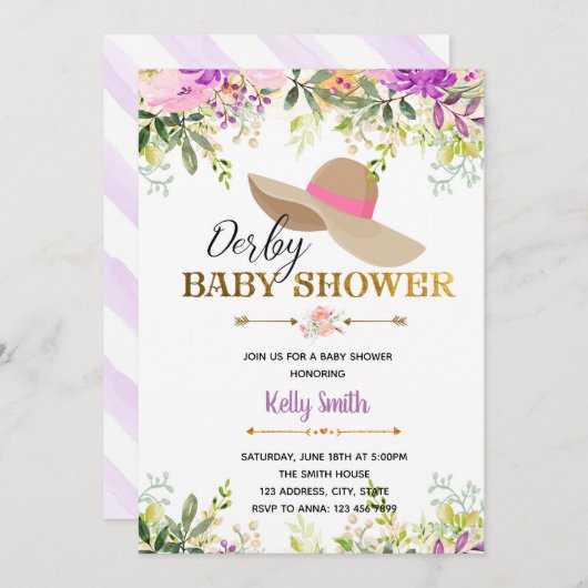 Derby baby shower feestuitnodiging kaart (Voorkant / Achterkant)