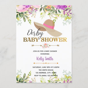 Derby baby shower feestuitnodiging kaart
