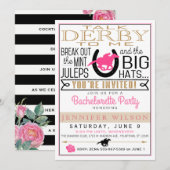 Derby Bachelorette Zwart/Goud/Roze Rozen Custom Kaart (Voorkant / Achterkant)