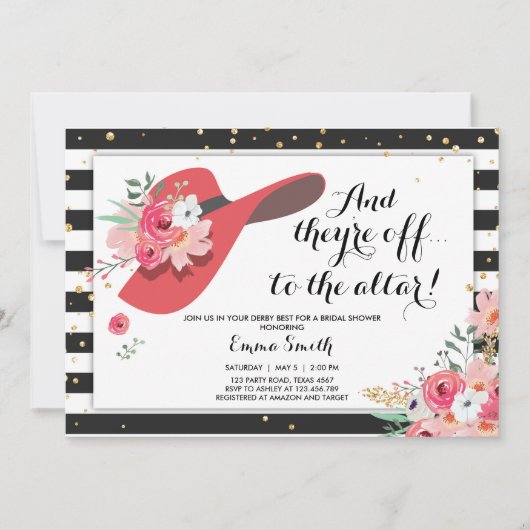 Derby Bridal Shower Invitation Draag een Pet paard Kaart (Voorkant)