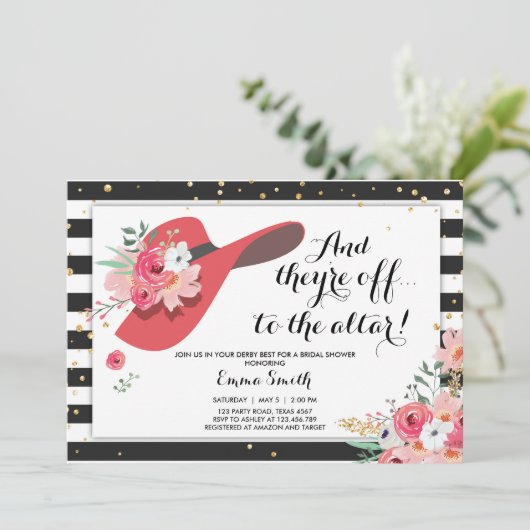 Derby Bridal Shower Invitation Draag een Pet paard Kaart (Staand voorkant)