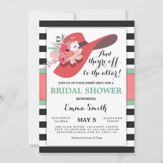Derby Bridal Shower Invitation Draag een Pet paard Kaart (Voorkant)