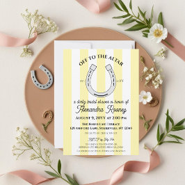 Derby Bridal Shower Yellow Cabana Stripe Horseshoe Kaart