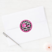 Derby Chicks Roll with it - Hot Pink Black White Ronde Sticker (Envelop)