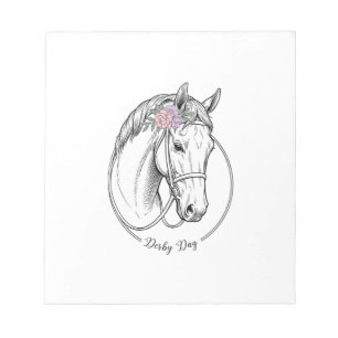 Derby-dag Vintage Gegraveerd Paard Bloem Ontwerp Notitieblok
