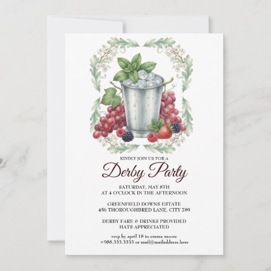 Derby Day Mint Julep Horse Race Party Invitation Kaart (Voorkant)