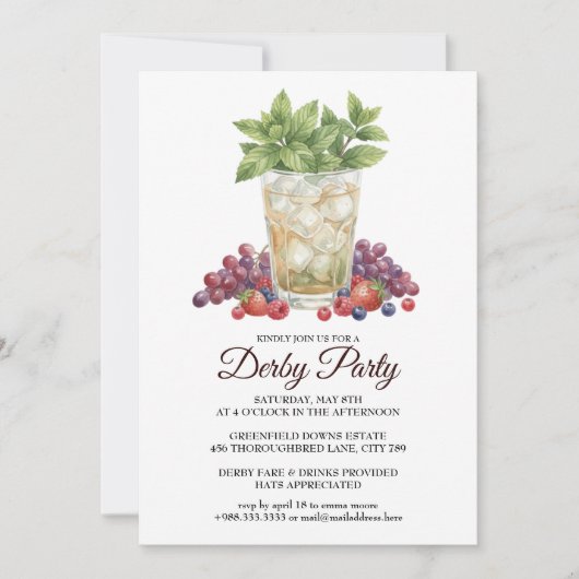 Derby Day Mint Julep Horse Race Party Invitation Kaart (Voorkant)