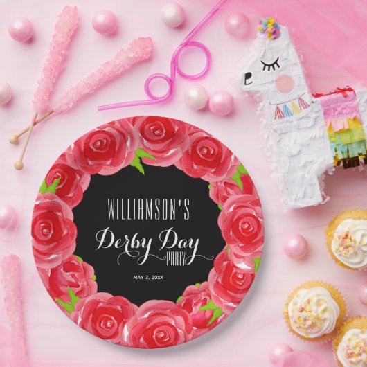 Derby Day Red Roses Papieren Bordje (Feest)