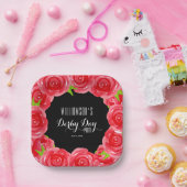 Derby Day Red Roses Square Papieren Bordje (Feest)