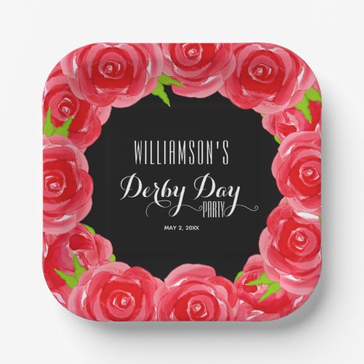 Derby Day Red Roses Square Papieren Bordje (Voorkant)