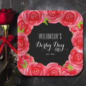 Derby Day Red Roses Square Papieren Bordje
