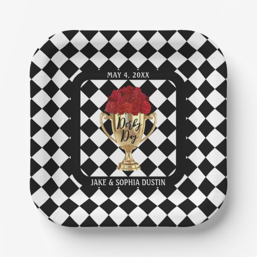 Derby Day-trofee en rozen Papieren Bordje (Voorkant)