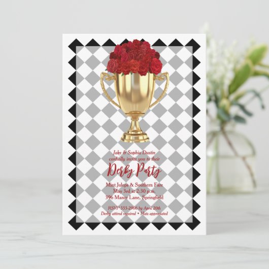 Derby Day Trophy en Rozen Kaart (Staand voorkant)
