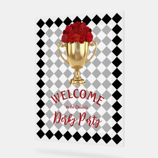 Derby Day Trophy en Rozen welkom Acryl Bord (Hoek)