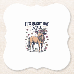 Derby Day Y'all Paard Bloemen Hoed Kartonnen Onderzetters