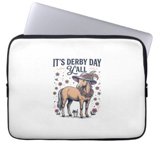 Derby Day Y'all Paard Bloemen Hoed Laptop Sleeve