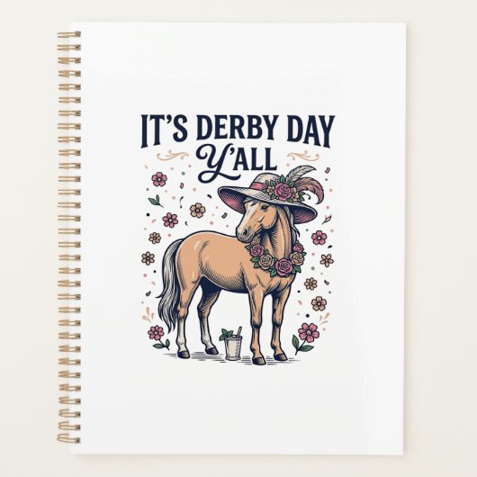 Derby Day Y'all Paard Bloemen Hoed Planner (Voorkant)